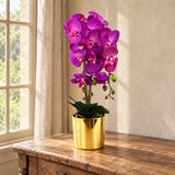 52cm Artificial Orchid Large - Purple / Gold