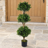 120cm Buxus Triple Ball Artificial Tree UV Resistant Outdoor Topiary