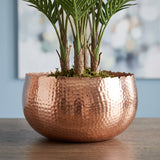 Leaf Large Metal Planter Hammered Handmade - Curvy Edge