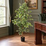 130cm Artificial Variegated White/Green Bushy Ficus Tree