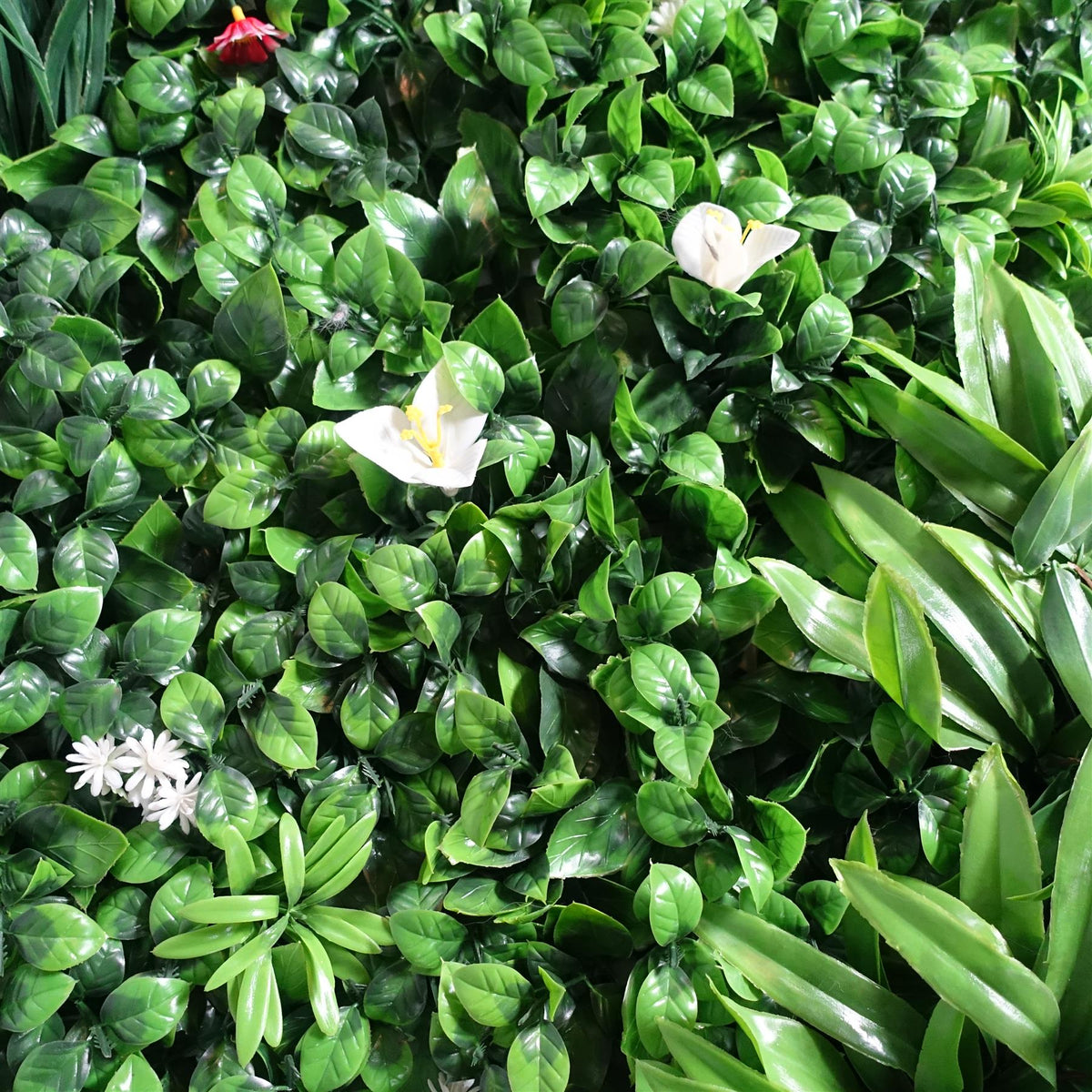 100cm Artificial Mixed Foliage Green Wall Panel with Floral Detail Faux Living Wall – image 4