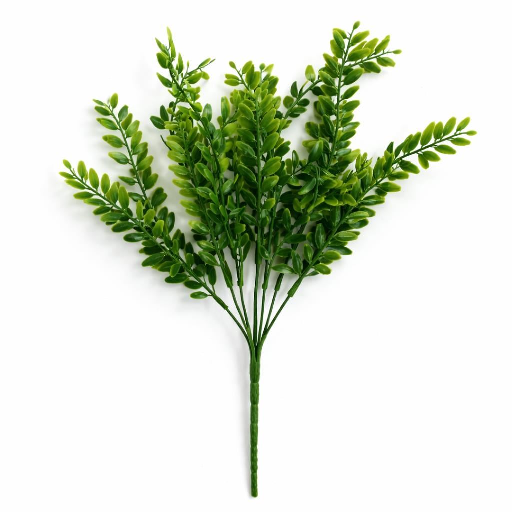 32cm Artificial Boxwood Style Foliage Spray Stem Faux Green Leaf Bush – image 6