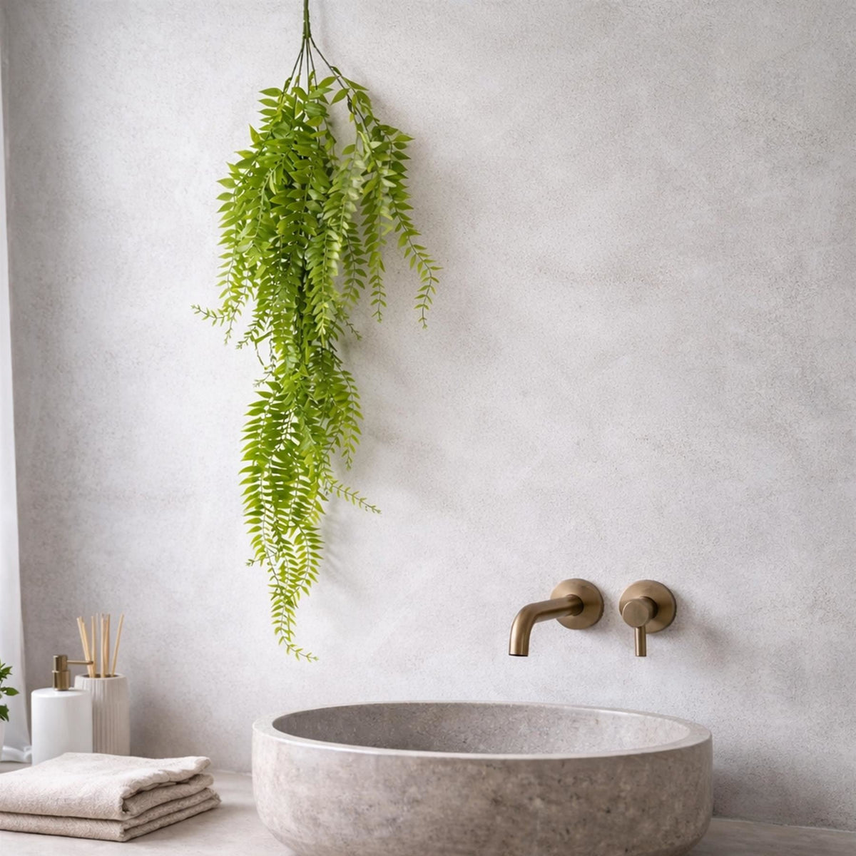 100cm Artificial Trailing Green Leaf Hanging Fern Plant with Wired Top Stems – image 12