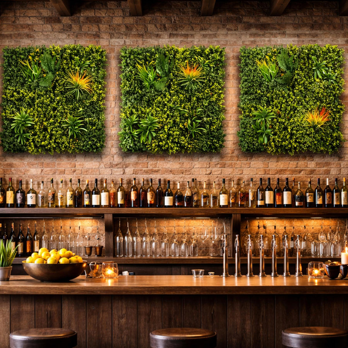 100cm Artificial Mixed Green Foliage Wall Panel with Ferns and Yellow Grass Accents – image 6