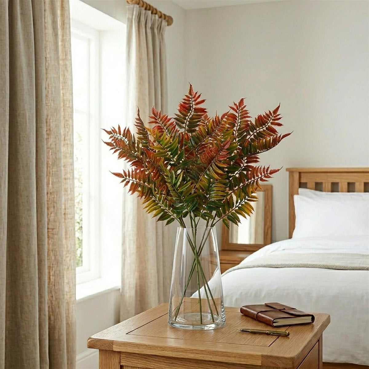 50cm Artificial Fern Spray Stem - Autumn Orange – image 5
