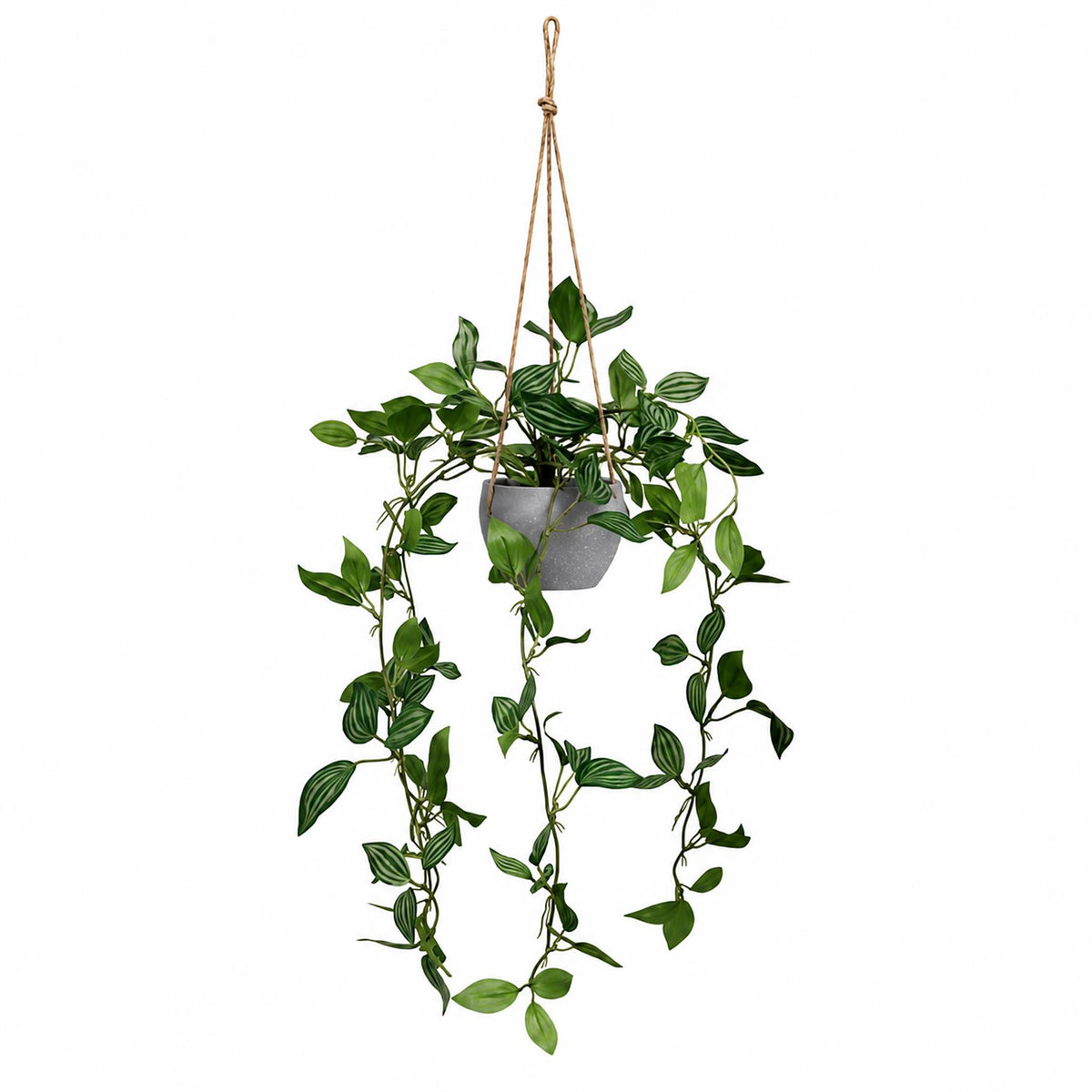 70cm Artificial Green Tradescantia Hanging Plant in Grey Pot – image 3