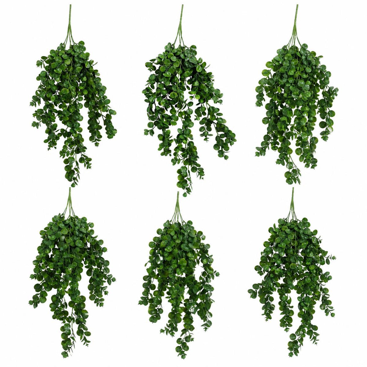 75cm Artificial Trailing Round Leaf Hanging Foliage Plant - Deep Forest Green - Pack of 6