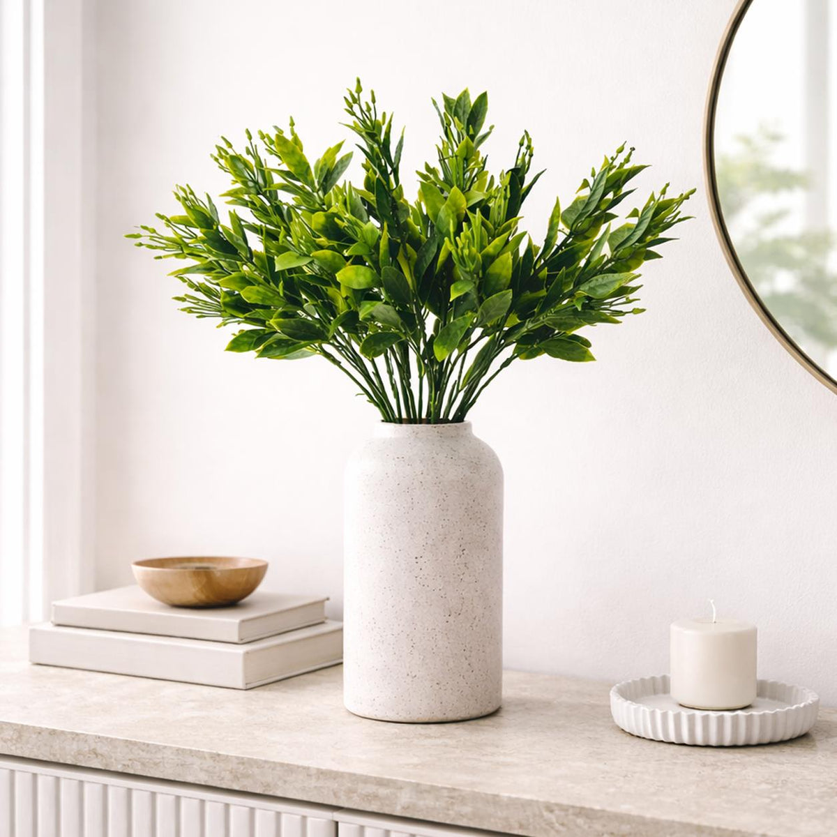 32cm Artificial Green Foliage Spray Stem Faux Leafy Decorative Greenery – image 2