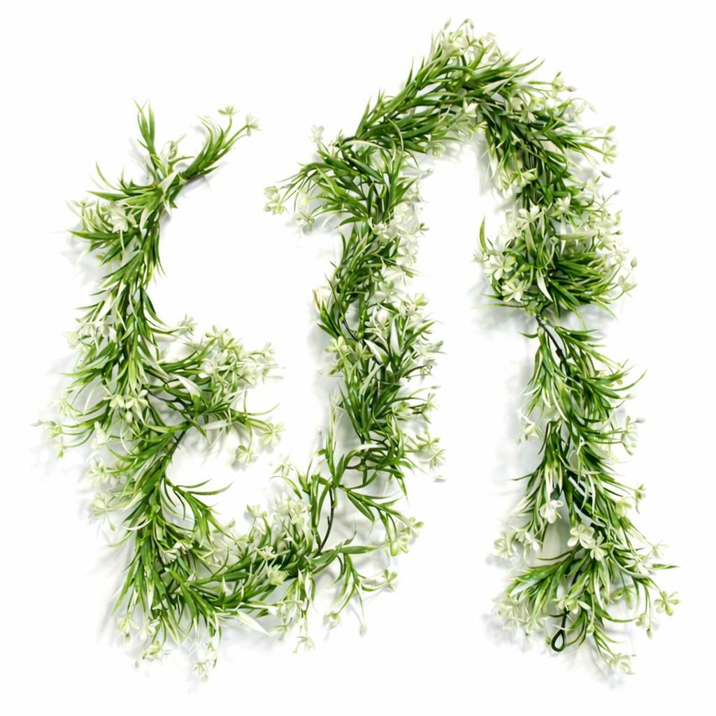 170cm Artificial White Flowering Greenery Garland Hanging Decoration – image 9