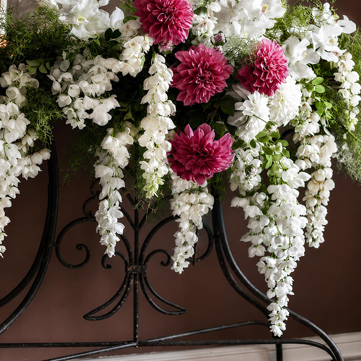 110cm Artificial White Wisteria Flower Spray