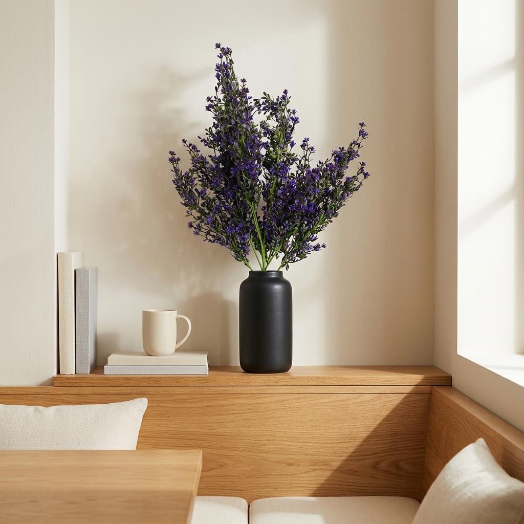 75cm Artificial Purple Heather Flower Bush Stem – image 2