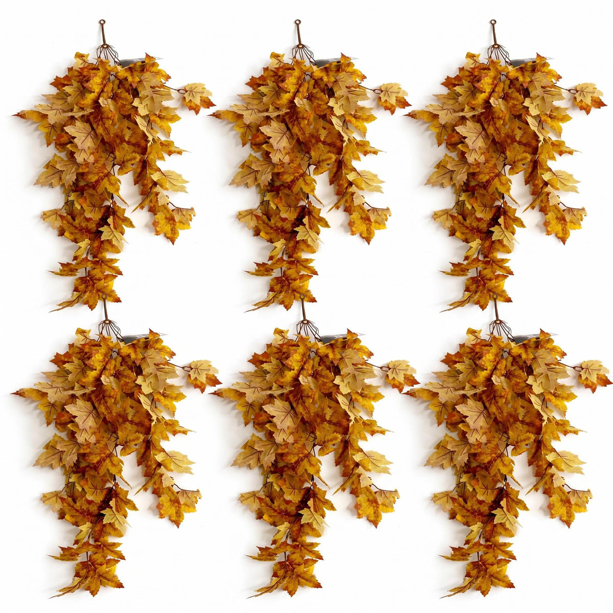 70cm Artificial Trailing Grape Ivy Plant Faux Hanging Foliage - Yellow - Pack of 6