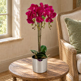 52cm Artificial Orchid Large - Dark Pink / Silver