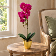 46cm Artificial Orchid Dark Pink / Silver