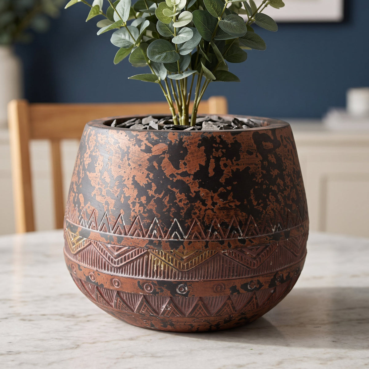24cm x 30cm Large Zaturn Planter Brown / Black