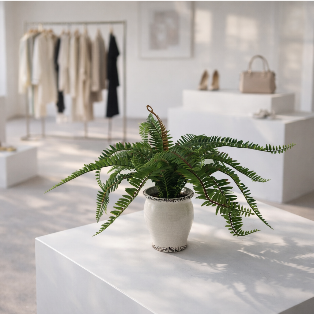 40cm Artificial Fern Bush in Decorative Planter – image 3