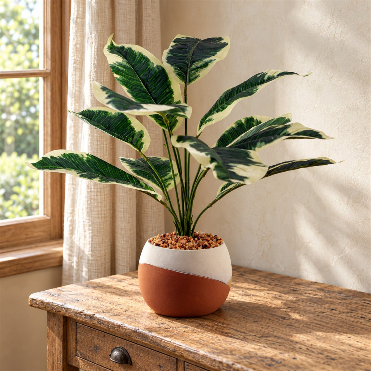 40cm Artificial Pothos Variegated Plant with Planter