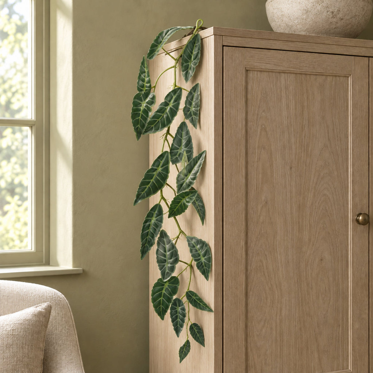 110cm Artificial Hanging Trailing Dark Green Leaf Plant