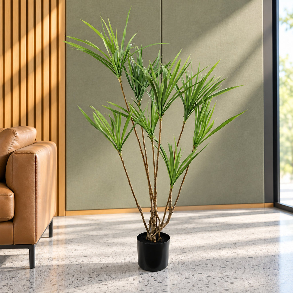 125cm Dragon Tree Dracaena Plant Natural Look Artificial