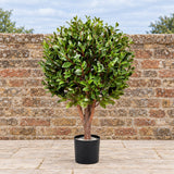90cm UV Resistant Gloxinia Ball Topiary - 1608 Leaves, Natural Trunk