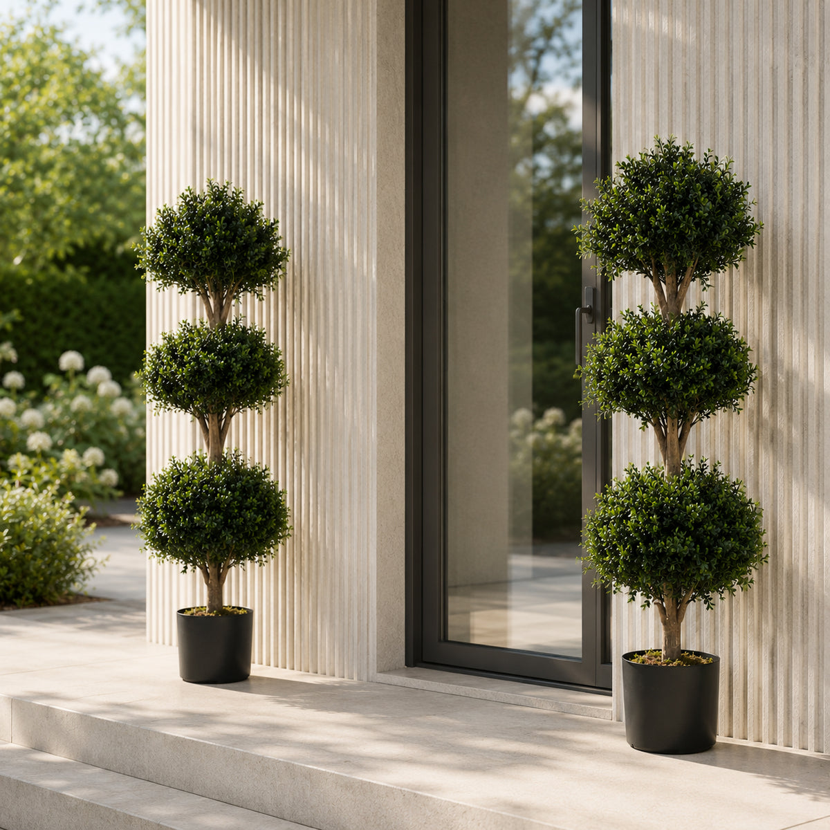 120cm Buxus Triple Ball Artificial Tree UV Resistant Outdoor Topiary – image 2