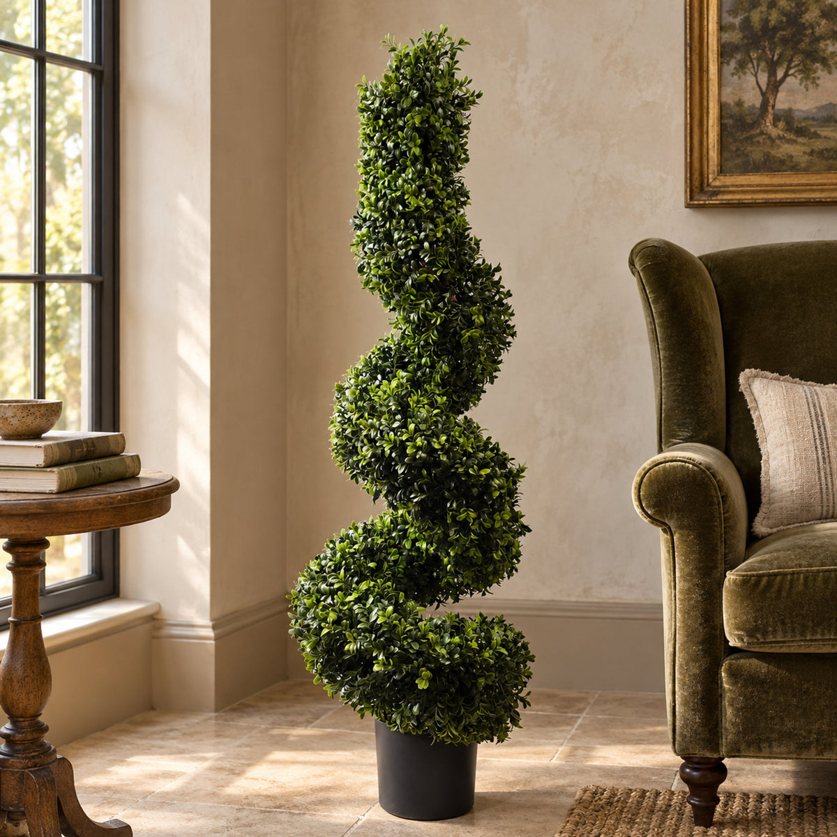 120cm Spiral Boxwood Artificial Tree UV Resistant Outdoor