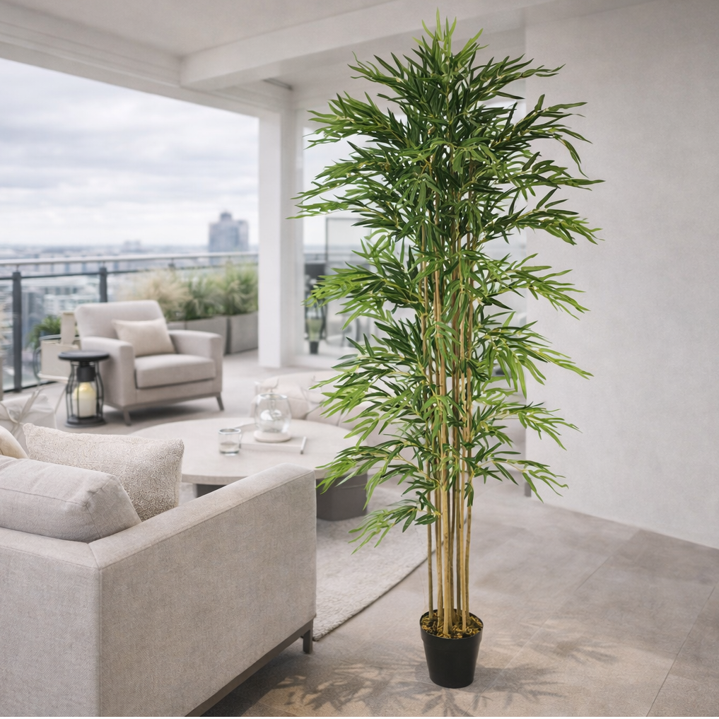 180cm (6ft) Artificial Bamboo Plants Trees - Natural Green XL – image 2