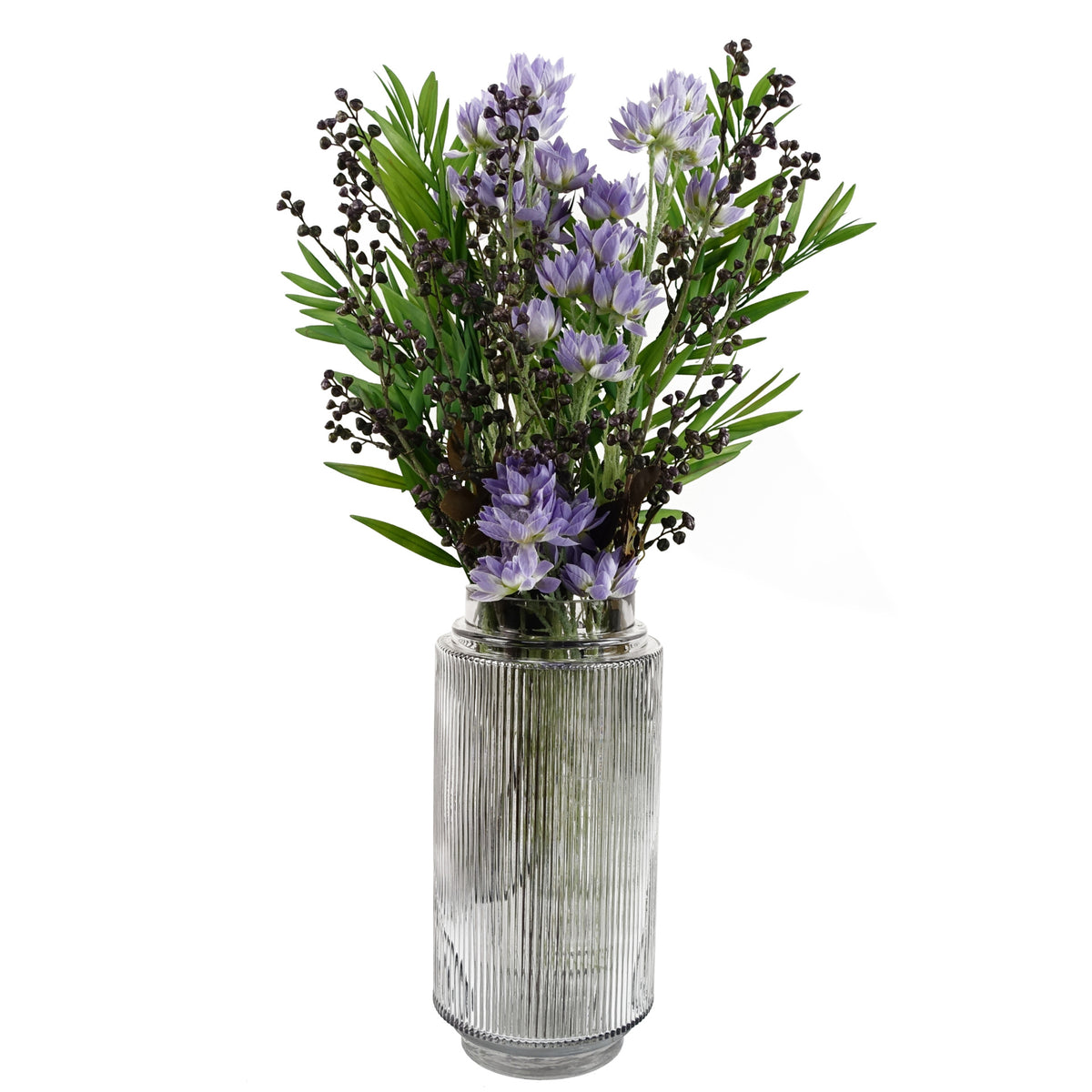 31cm Clear Ridged Glass Vase – image 3