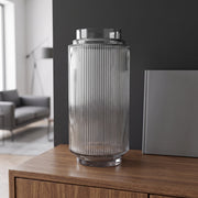 31cm Clear Ridged Glass Vase
