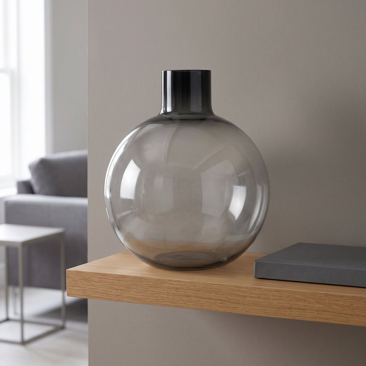 40cm Grey Smoke Bottle Glass Vase