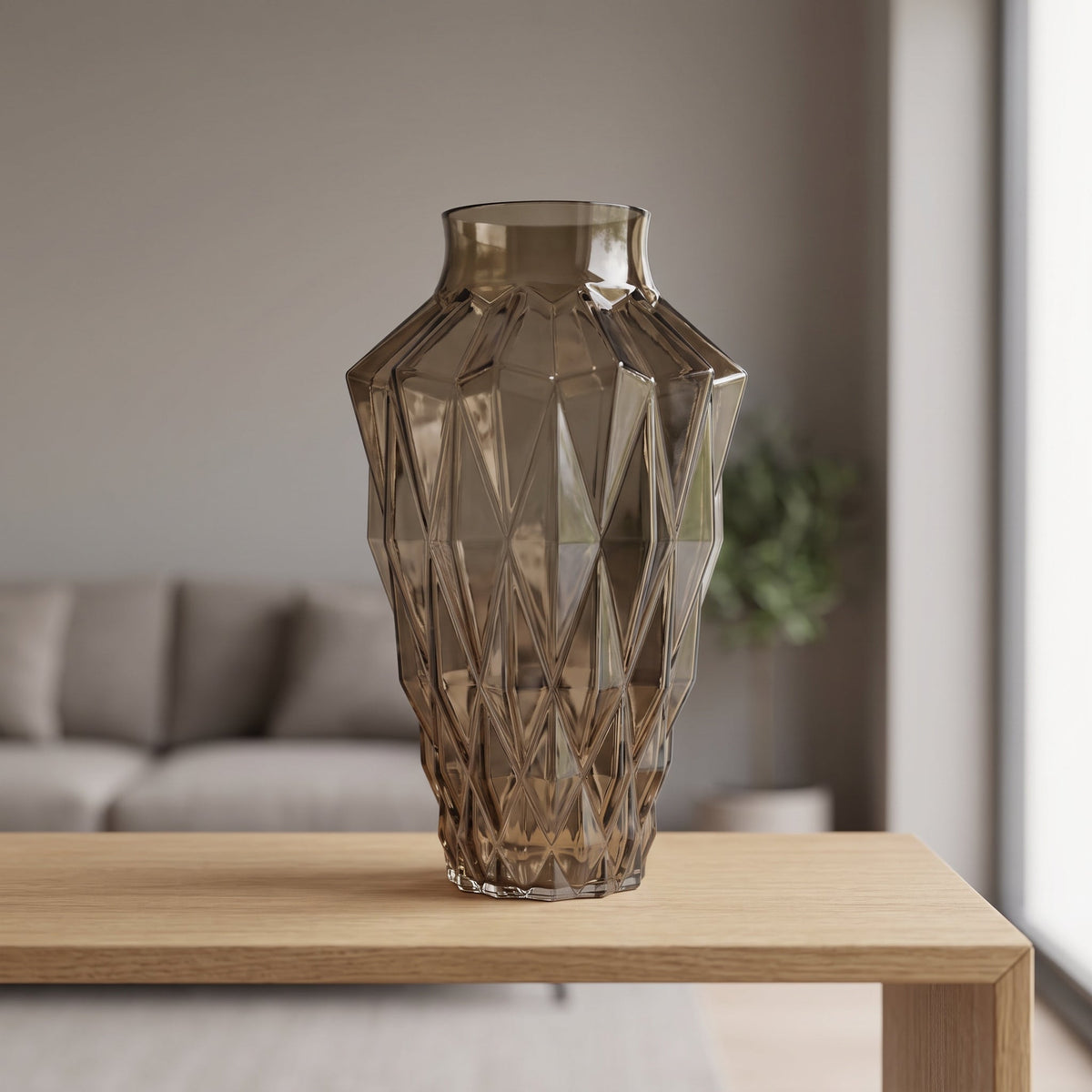 30cm Brown Geometric Glass Vase