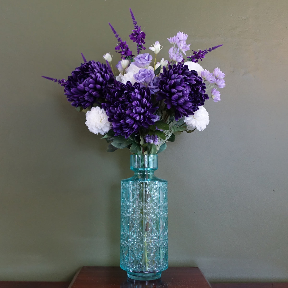 40cm Tall Turquoise Glass Vase – image 2