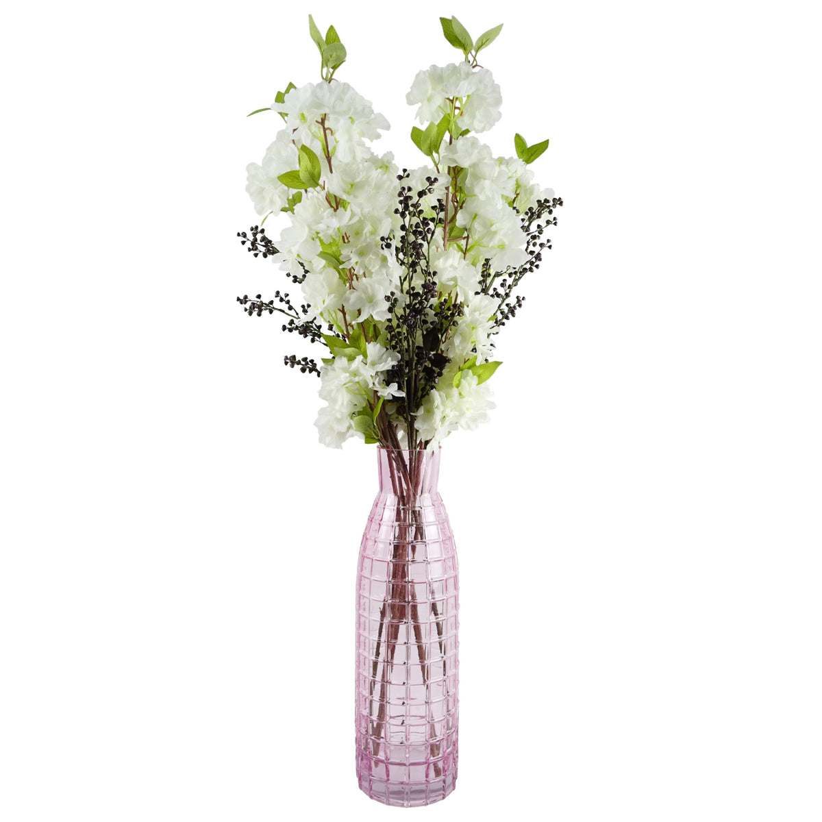 49cm Tall Pink Square Glass Vase – image 7