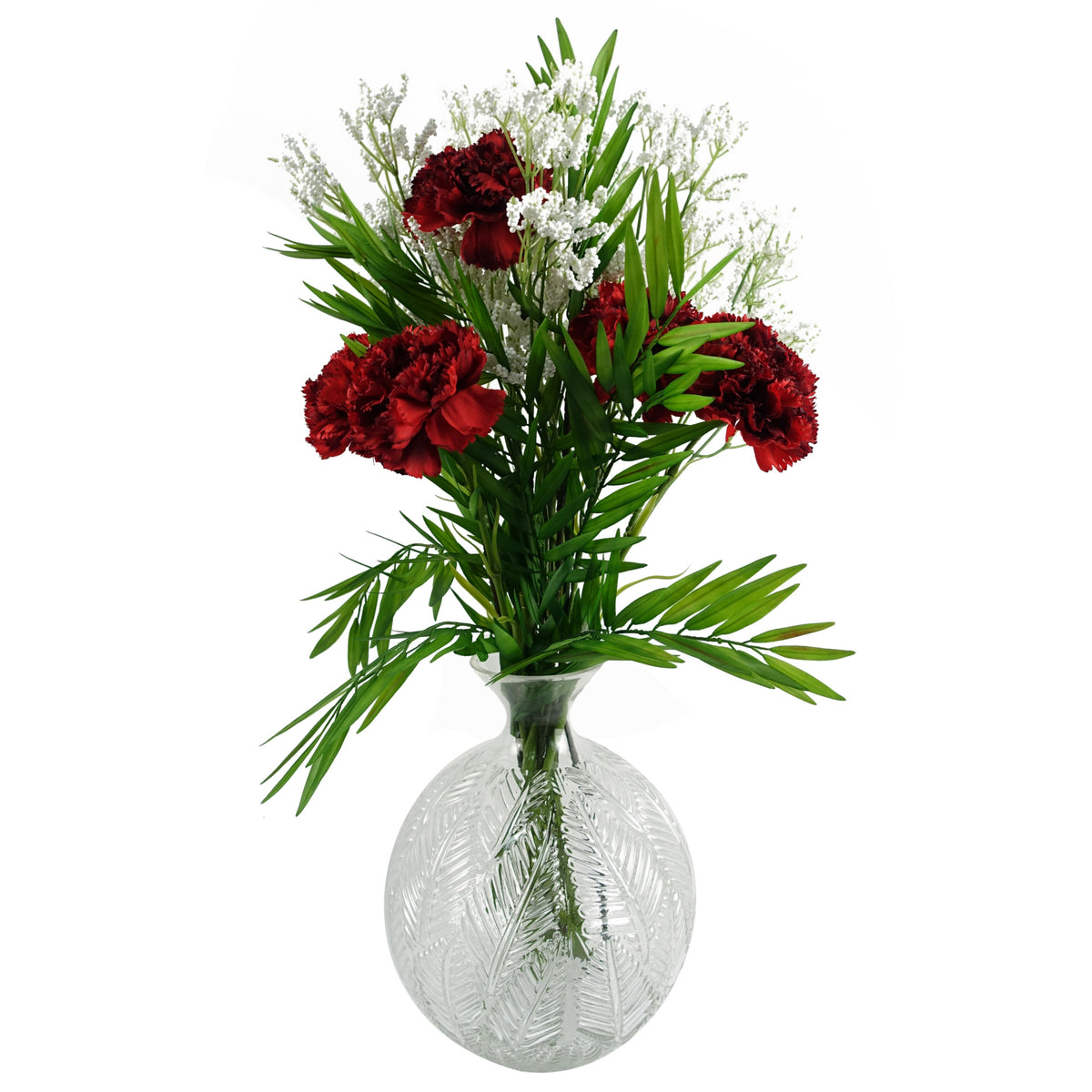 26cm Clear Fern Print Glass Bottle Vase – image 5