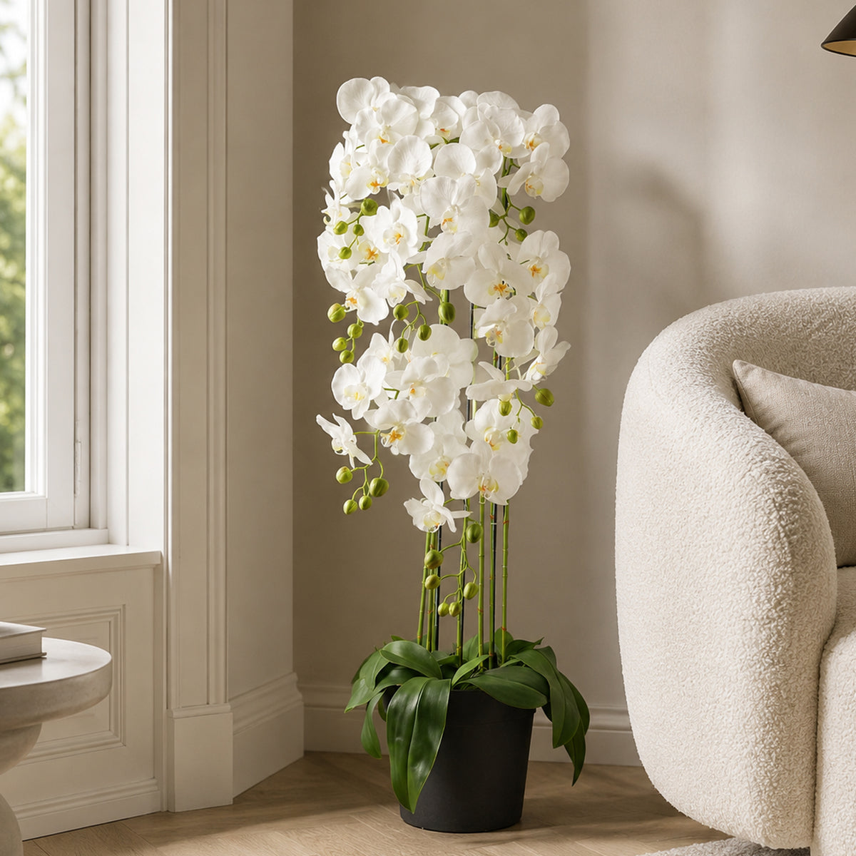 110cm Large White Orchid Plant - Artificial - 41 REAL TOUCH flowers – image 2