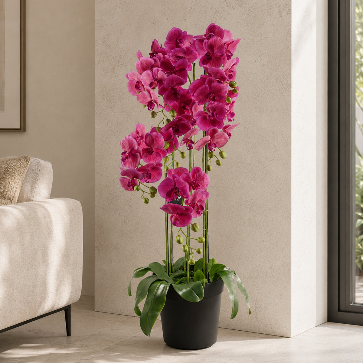 110cm Large Pink Orchid Plant - Artificial - 41 REAL TOUCH flowers – image 2