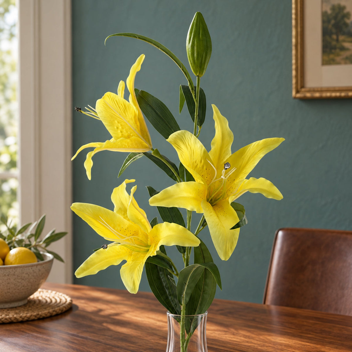 100cm Large Artificial Lily Stem with 3 Flowers