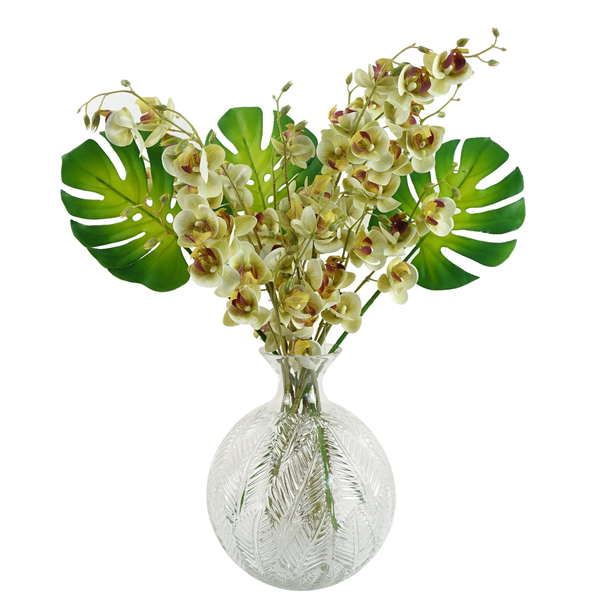 26cm Clear Fern Print Glass Bottle Vase – image 3
