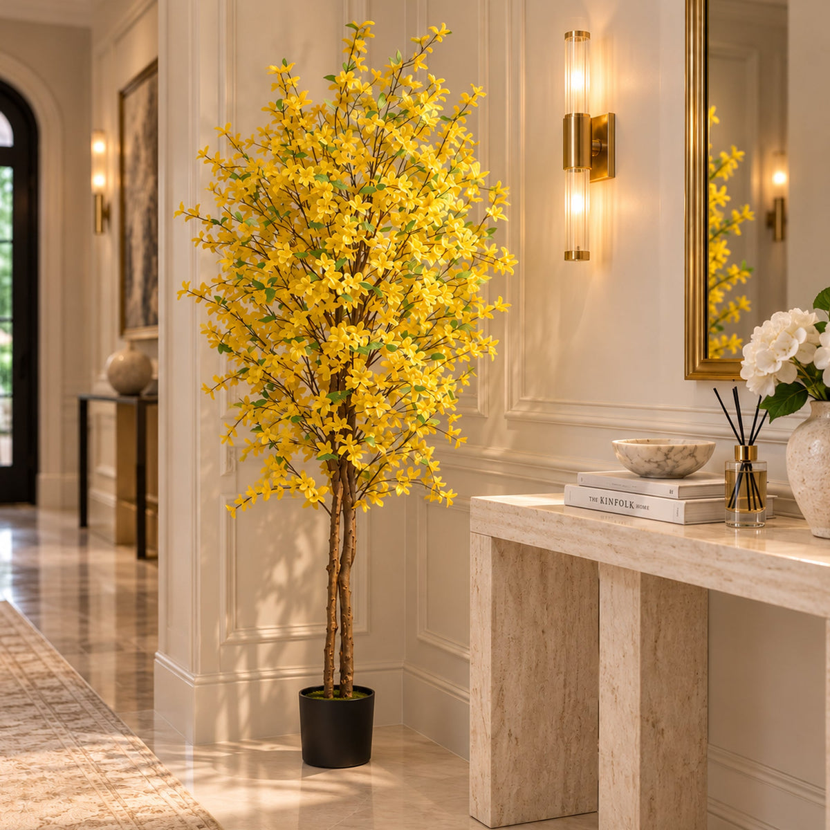 150cm Artificial Forsythia Tree Yellow Blossom