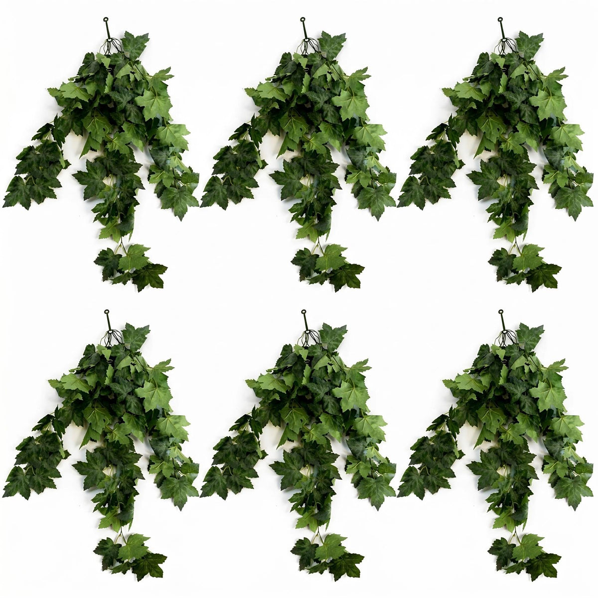 70cm Artificial Trailing Grape Ivy Plant Faux Hanging Foliage - Green - Pack of 6
