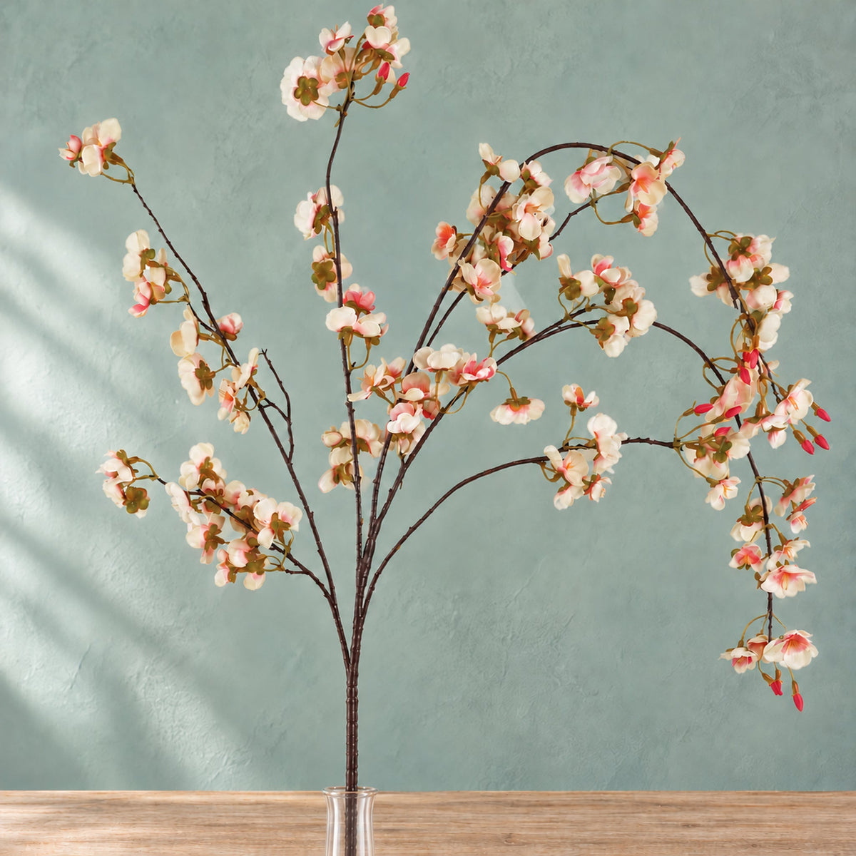 110cm Natural Pink Trailing Cherry Stem Spray Artificial