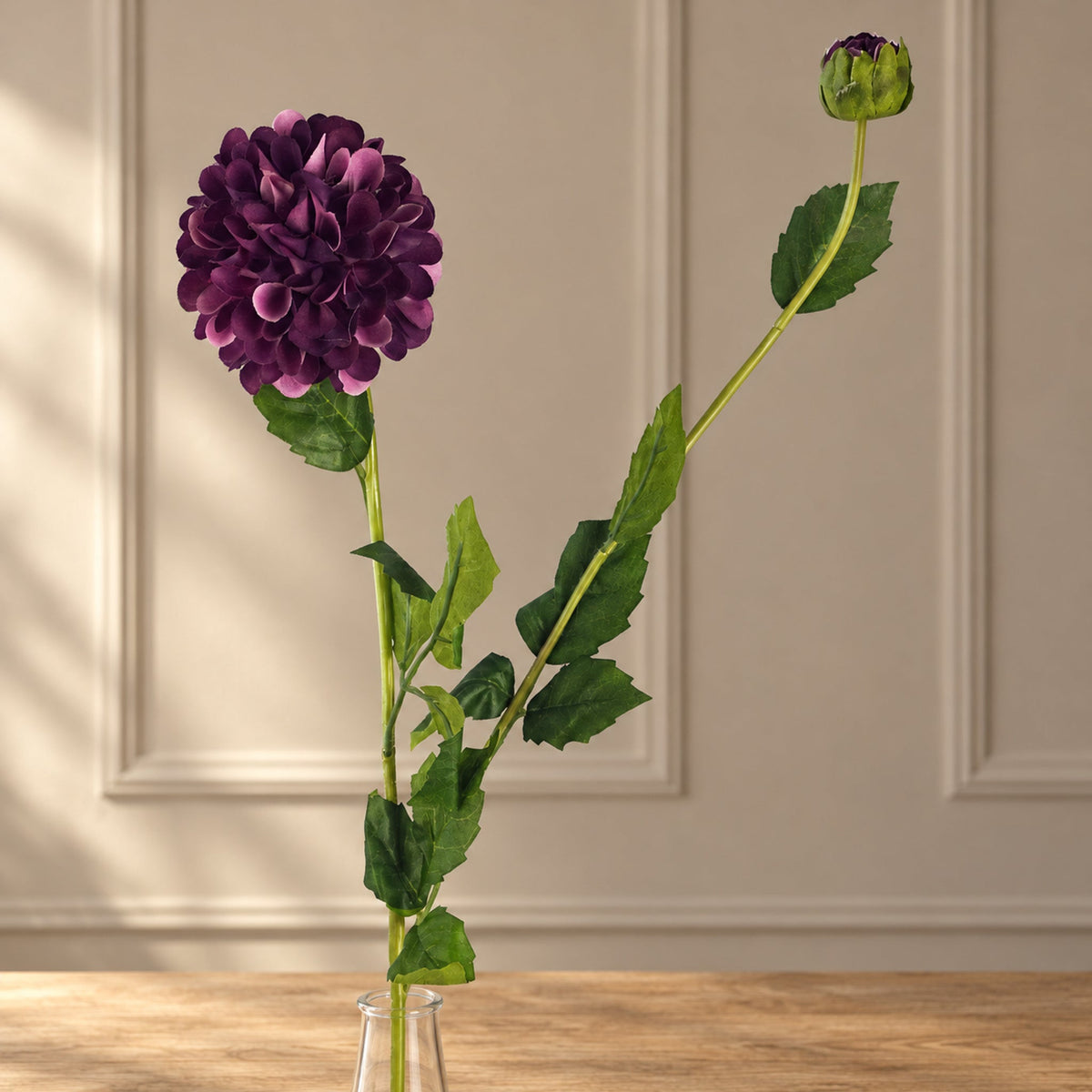 75cm Artificial Dahlia PomPom Flower Stem Realistic