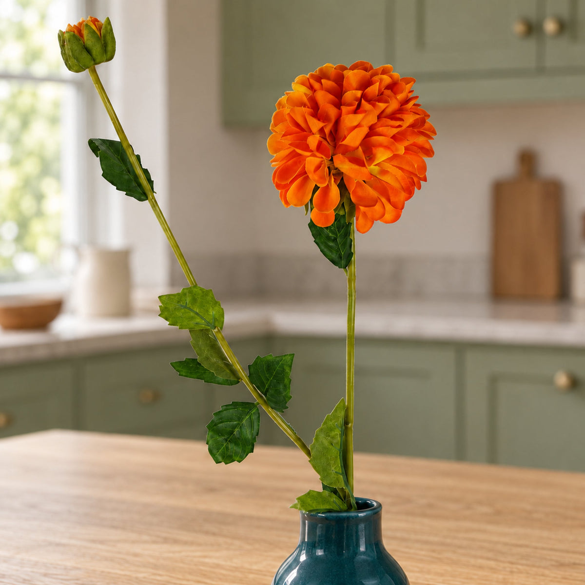 75cm Artificial Dahlia PomPom Flower Stem Realistic