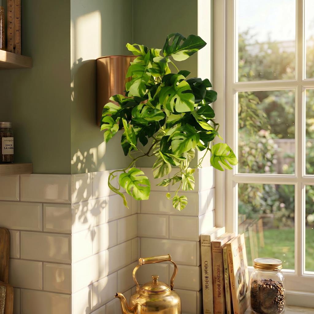 25cm Artificial Trailing Variegated Monstera Vine Plant – image 2