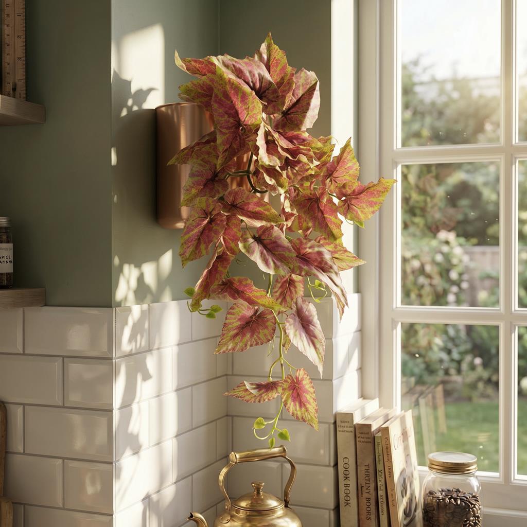 30cm Artificial Trailing Pink and Green Caladium – image 2
