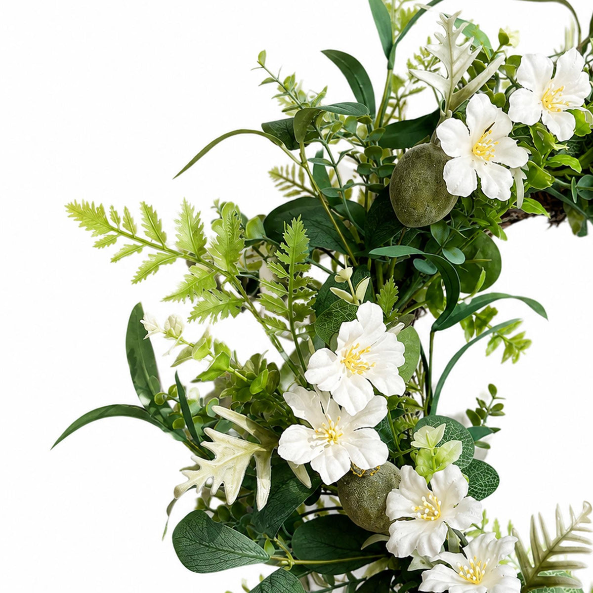 50cm Artificial White Spring Flower Wreath – image 2