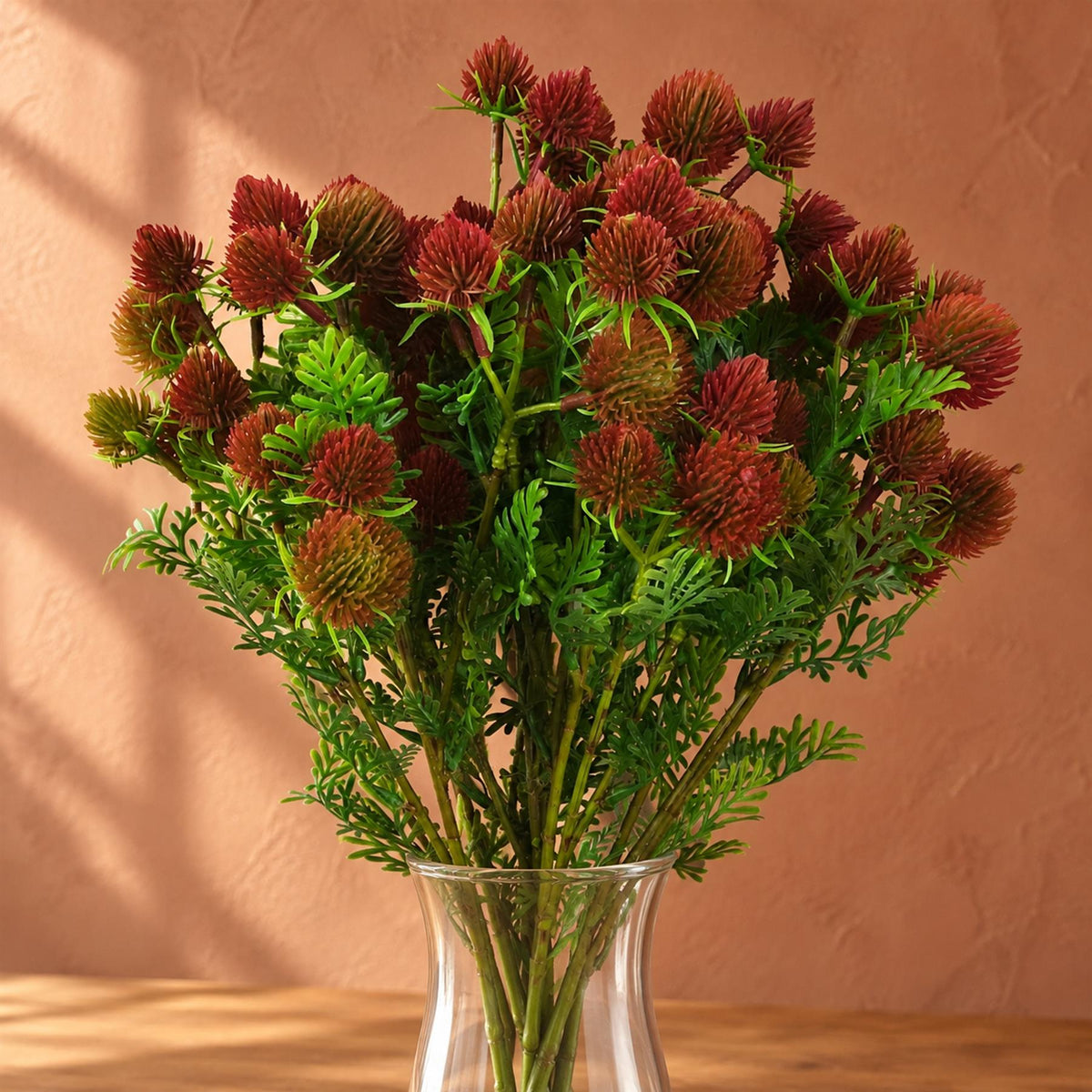 55cm Craspedia Stem Red Artificial