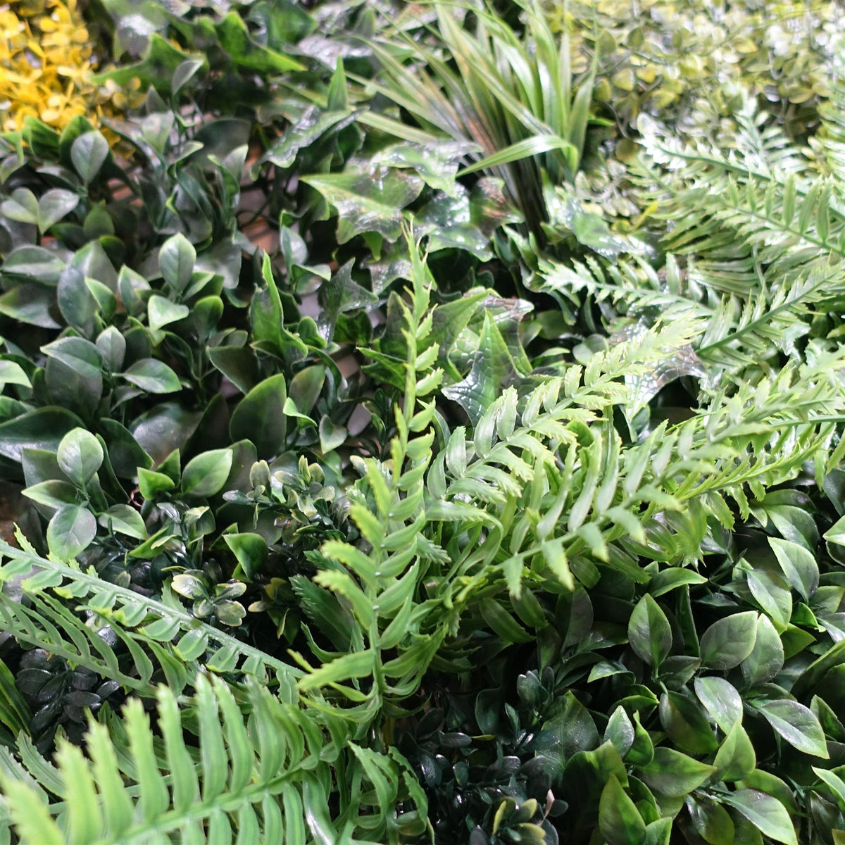 100cm Artificial Tropical Mixed Foliage Green Wall Panel with Red and Yellow Floral Detail – image 5
