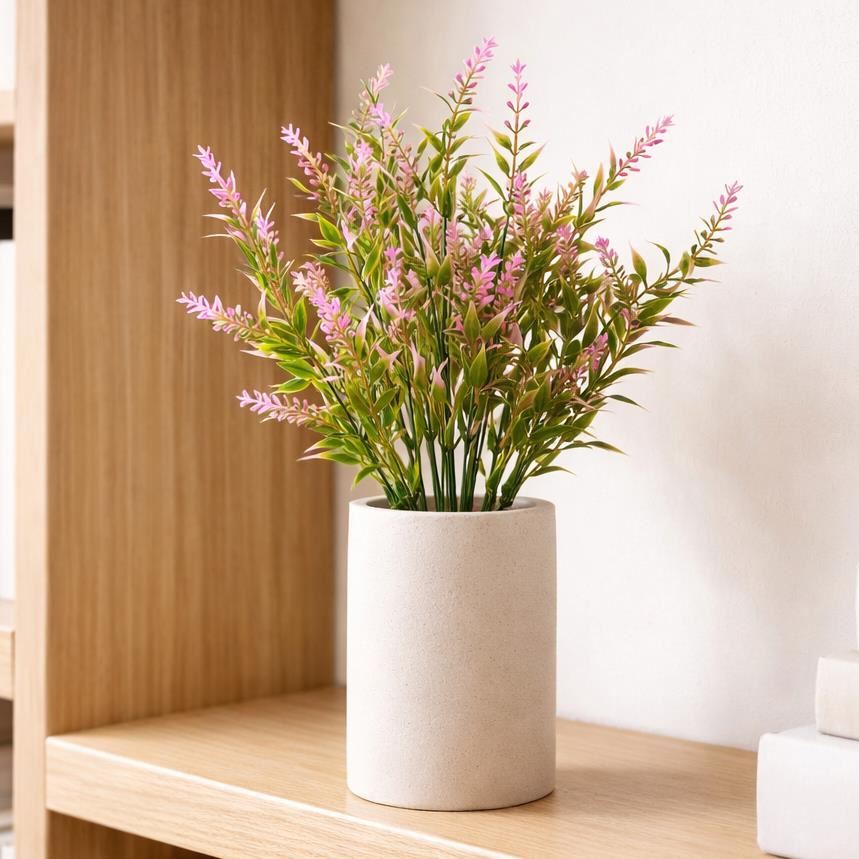 34cm Artificial Heather Stem Plant - Pink - Pack of 6