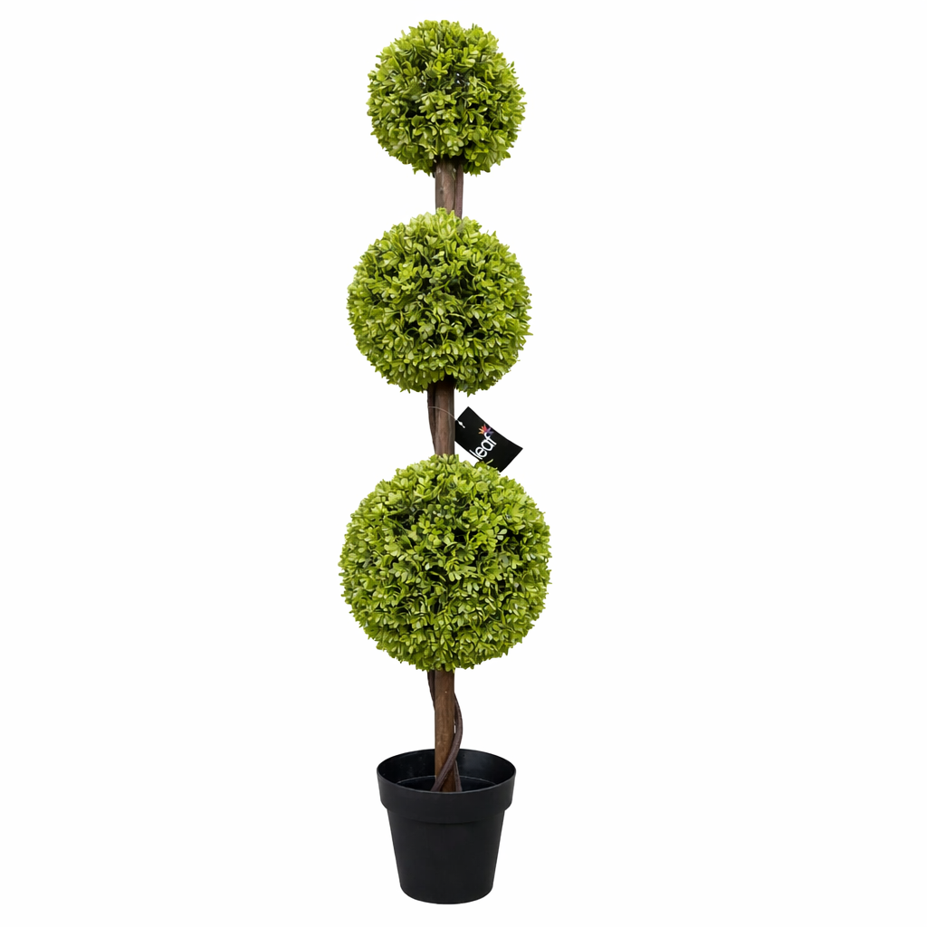120cm Artificial Green Triple Ball Boxwood Topiary Tree
